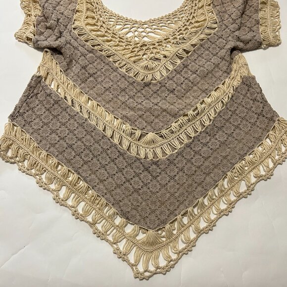 Umgee USA Crochet Lace open knit Top sz M Boho Fairy Whimsy Cottagecore Coquette - Picture 6 of 12